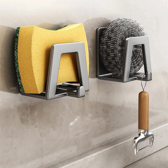 Porte - éponge auto - adhésif en acier inoxydable – Pratique, élégant et résistant - Benziclean