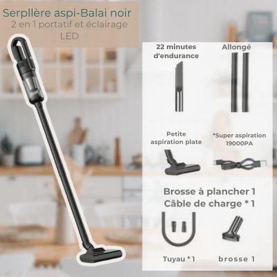 aspi serpillère - Serpillère aspiPro™ Noir: La Révolution du Nettoyage 2 - en - 1 - Benziclean