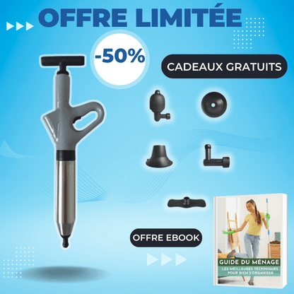 Le Déboucheur WC - UnblockerPro™Gris : Le Déboucheur Révolutionnaire pour une Plomberie Sans Souci - Benziclean