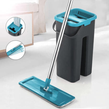 Balai et Seau Essoreur - SwiftClean™ - Bleu - Benziclean