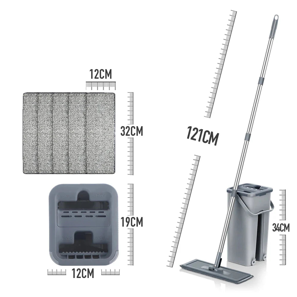 Balai et Seau Essoreur - SwiftClean™ - Gris - Benziclean